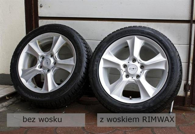 Porównanie felg przed i po zastosowaniu wosku RIMWAX marki Smartwax